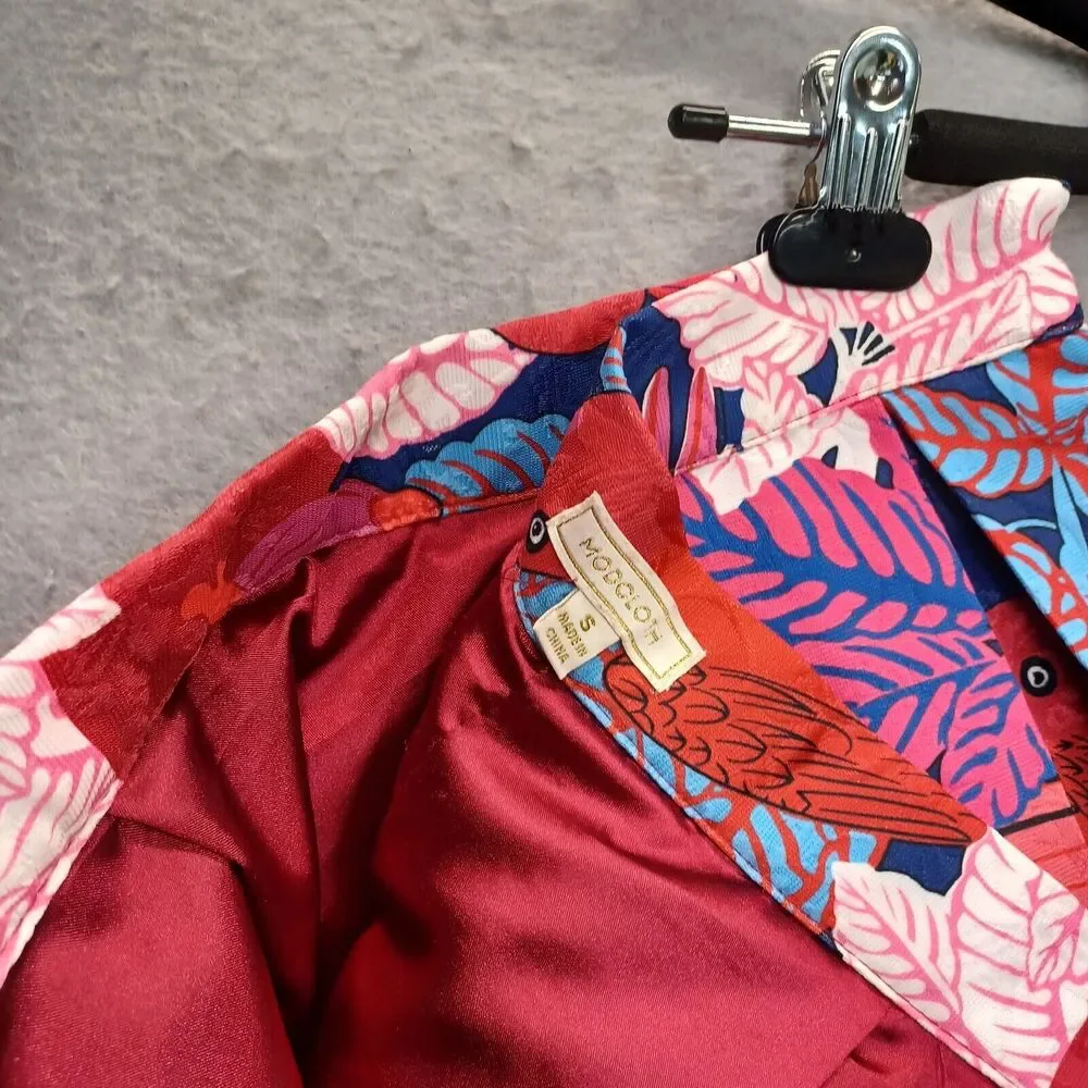 Womens Modcloth Small Tropical Floral Bird Print Pleated Umbrella Skirt